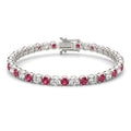 7.50 CTW AGI Certified Lab Created Ruby & Diamond Tennis Bracelet in 14K White Gold Overlay