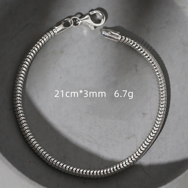 S925 Silver Bracelet Men's Cool Simple And Versatile