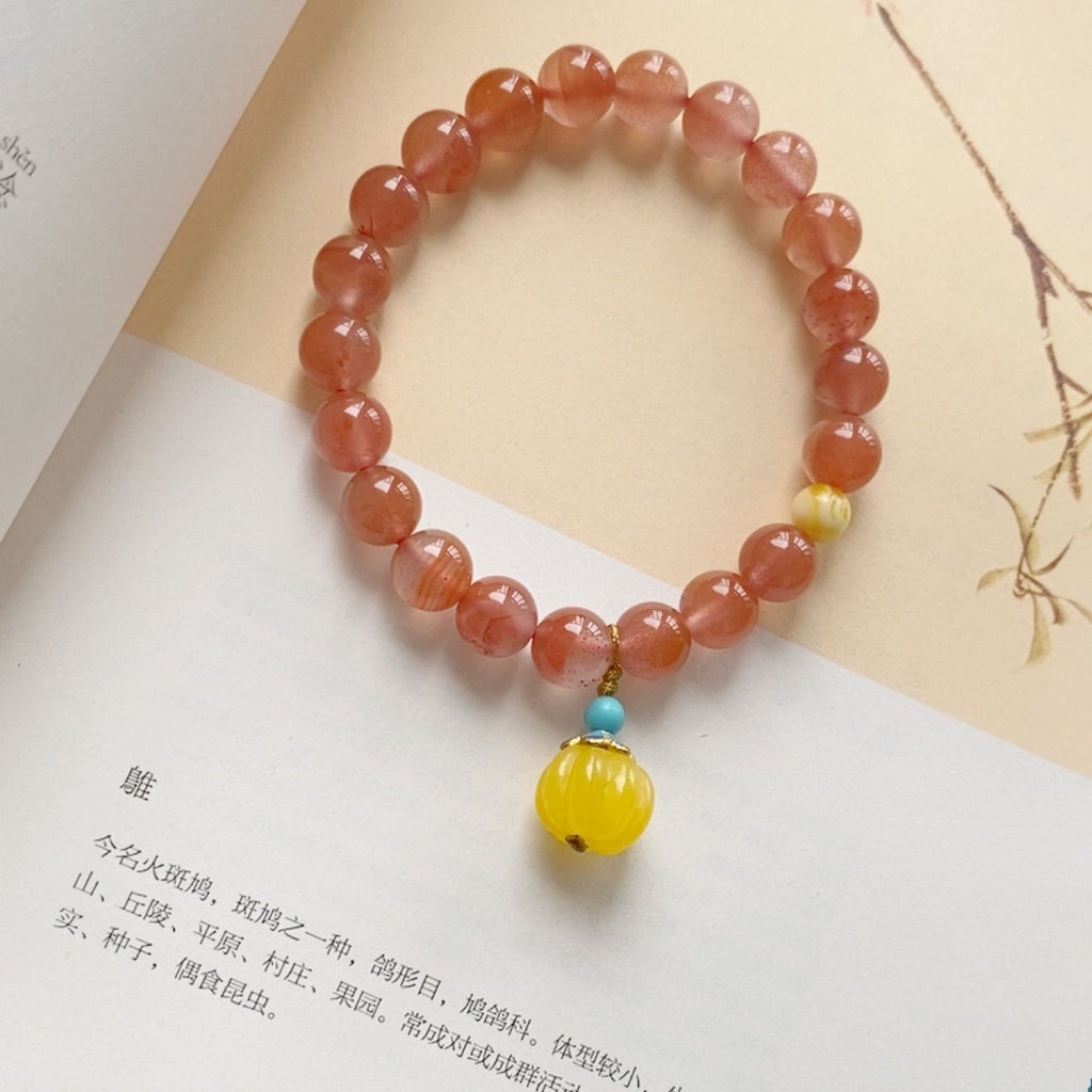 Natural South Red Liangshan Floating Flowers Cherry Red Bracelet