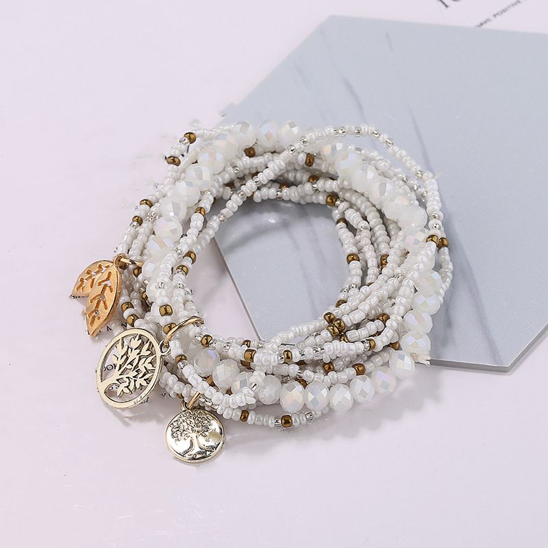 Stretch Beaded Bracelet Tree Of Life Pendant Multilayer Stackable Hand Bracelet Set Boho Style Jewelry Gift