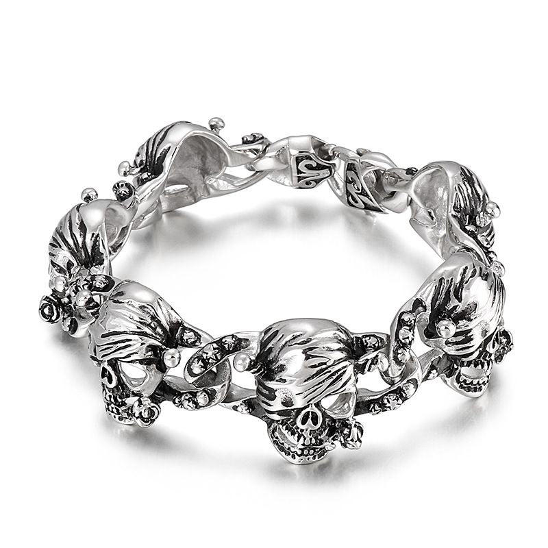 Personality Smeared Skull Animal Head Men's Titanium Steel Bracelet