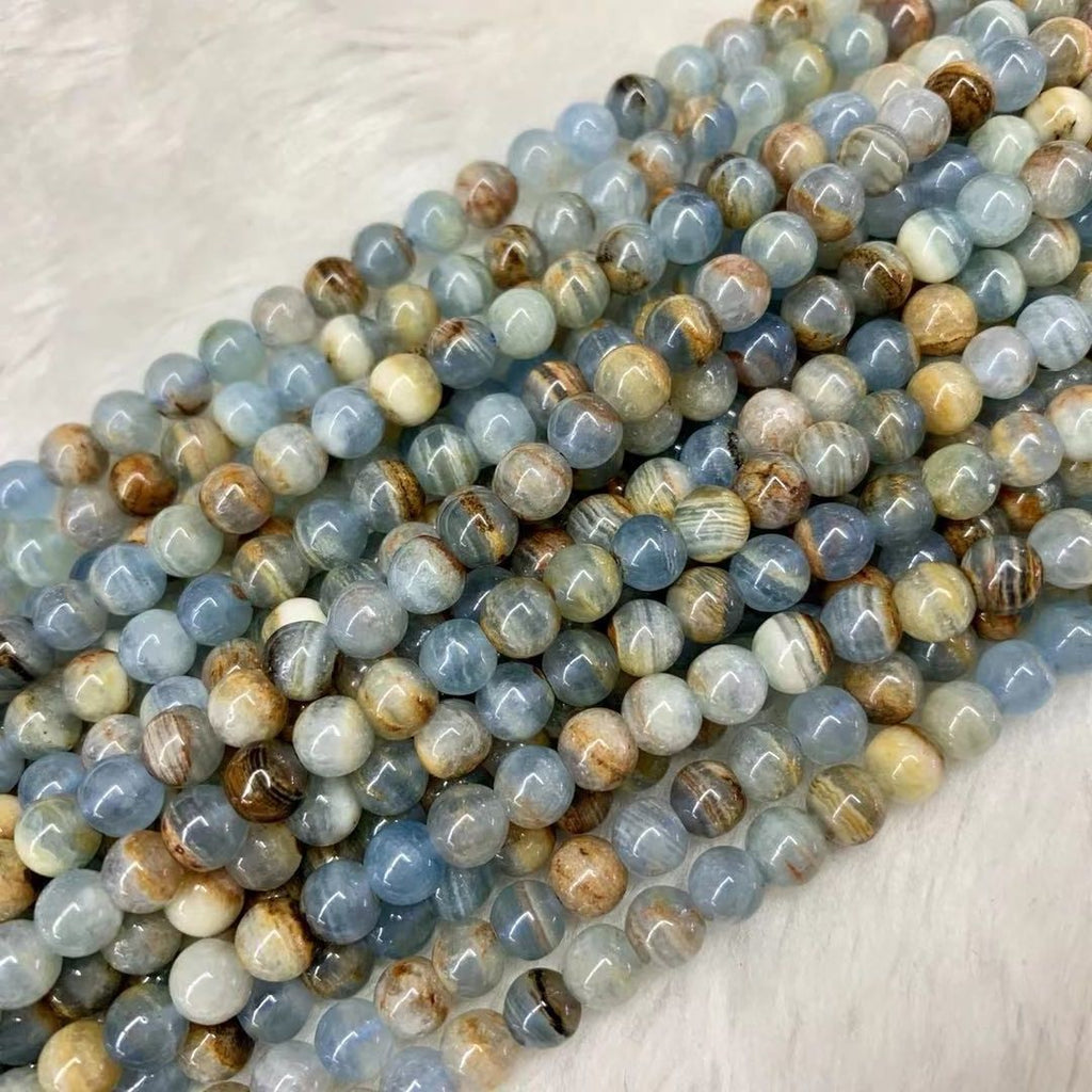 Simple Blue Natural Calcite Bead Bracelet