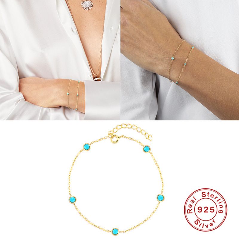 Sterling Silver Temperament Super Shiny Turquoise Bracelet