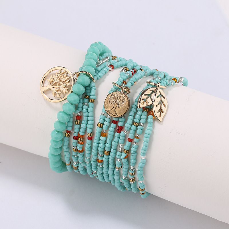 Stretch Beaded Bracelet Tree Of Life Pendant Multilayer Stackable Hand Bracelet Set Boho Style Jewelry Gift