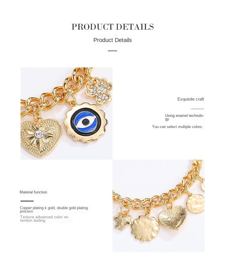 Women's Jewelry Alloy gold-plated oil drop enamel craftsmanship diamonds multi-row stacking bracelet Charms Charms Hand Charms