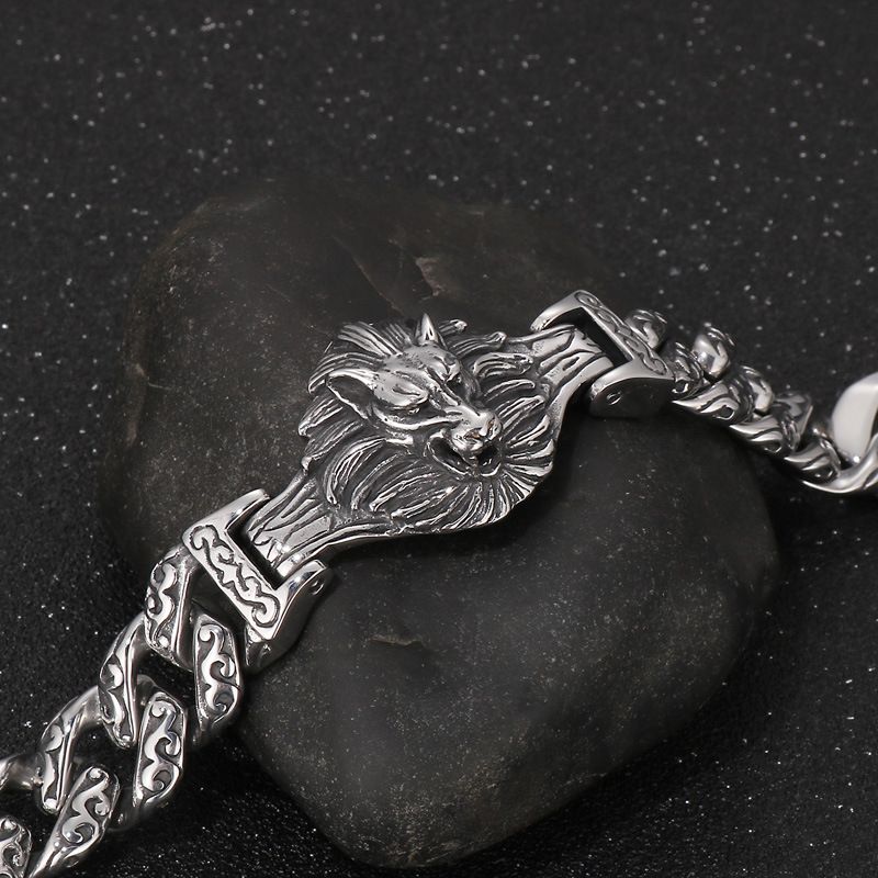 Vintage Distressed Skull Floral Men's Titanium Steel Bracelet