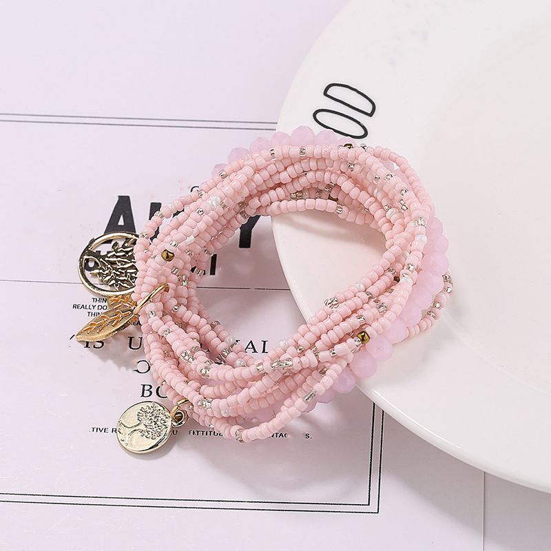 Stretch Beaded Bracelet Tree Of Life Pendant Multilayer Stackable Hand Bracelet Set Boho Style Jewelry Gift