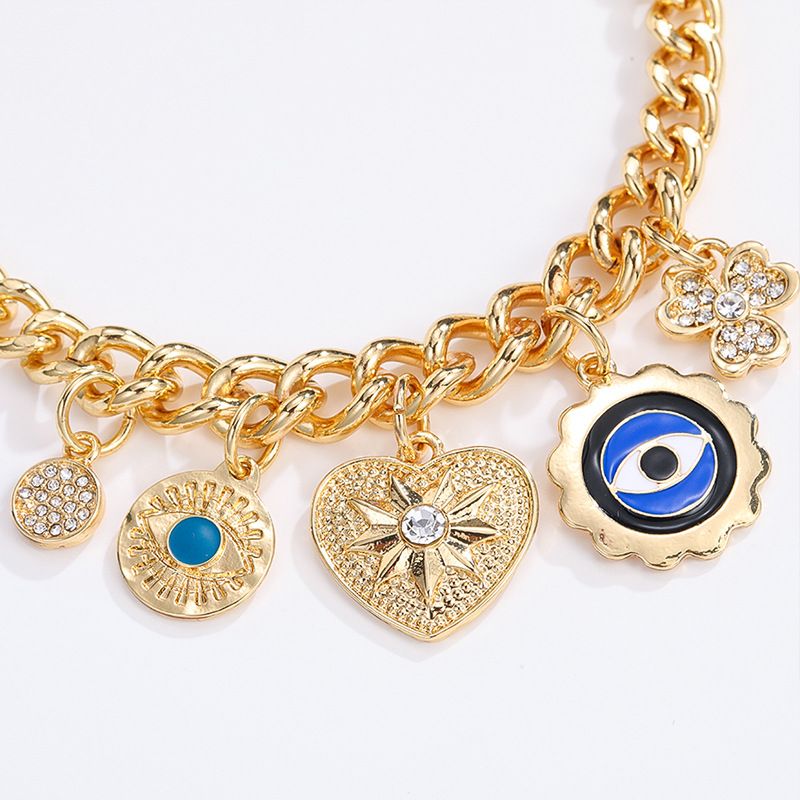 Women's Jewelry Alloy gold-plated oil drop enamel craftsmanship diamonds multi-row stacking bracelet Charms Charms Hand Charms