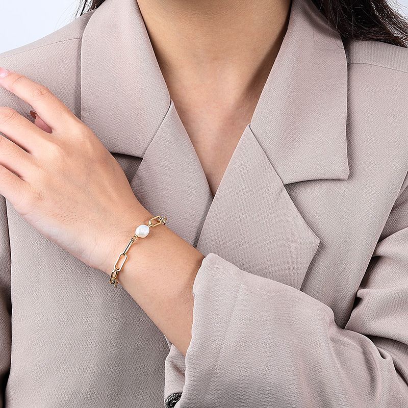 925 Sterling Silver Baroque Pearl Bracelet Women's Adjustable Retro Frosty Style Jewelry