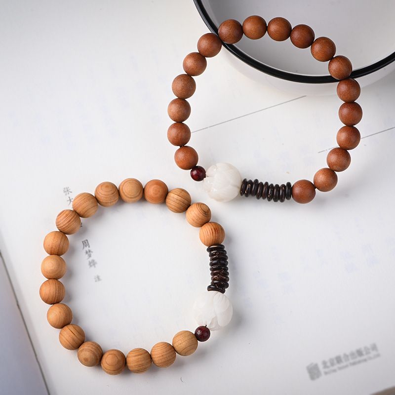 Classic Trendy Design White Jade Bodhi Lotus Bracelet