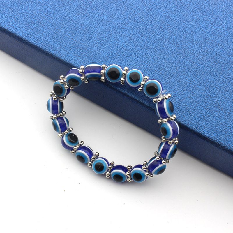 8mm Resin Two Eyes Blue Devil Bracelet