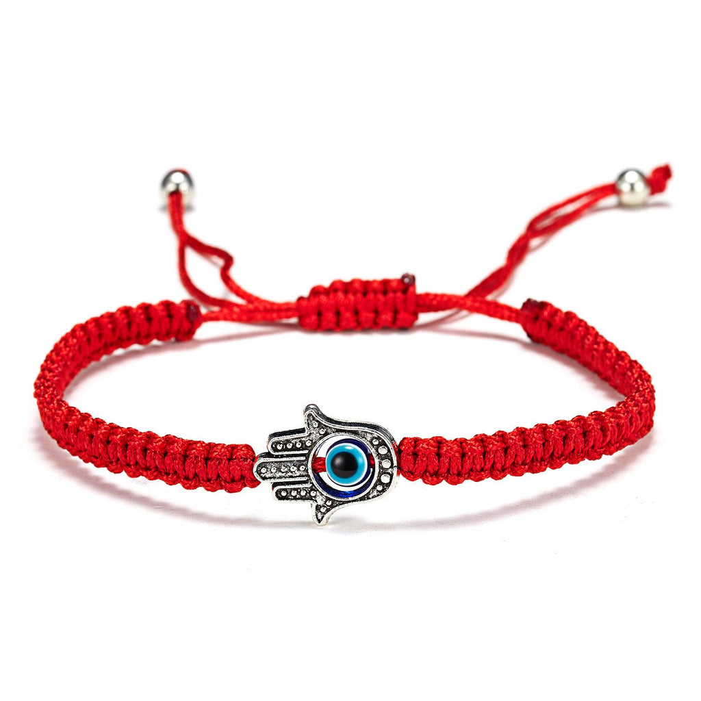 Blue Evil Eyes Red Rope Braided Adjustable Bracelet