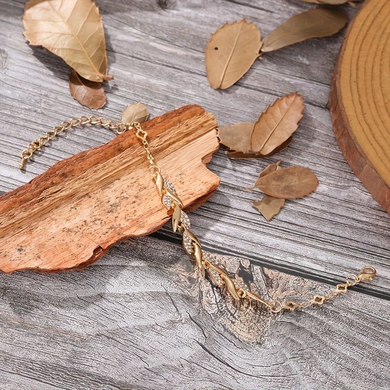 Golden Copper Bangle Bracelet Inlaid Shiny Zircon 18K Gold Plated Hand Jewelry Wedding / Engagement Clothing Decor