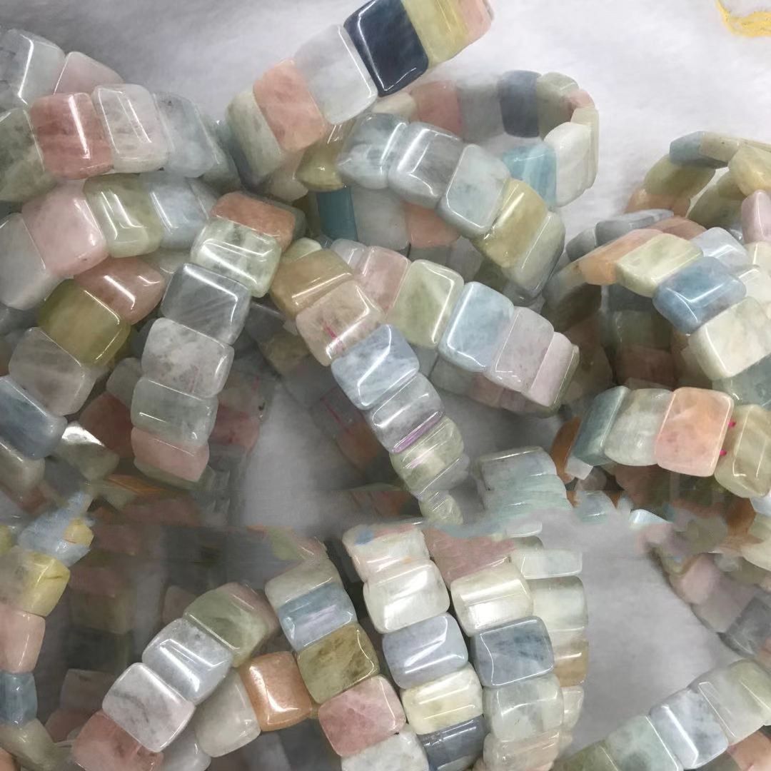 Natural Morganite Square Bracelet Chain Fashion Crystal