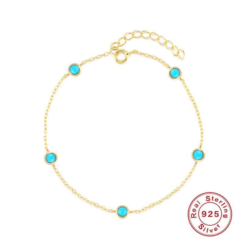 Sterling Silver Temperament Super Shiny Turquoise Bracelet