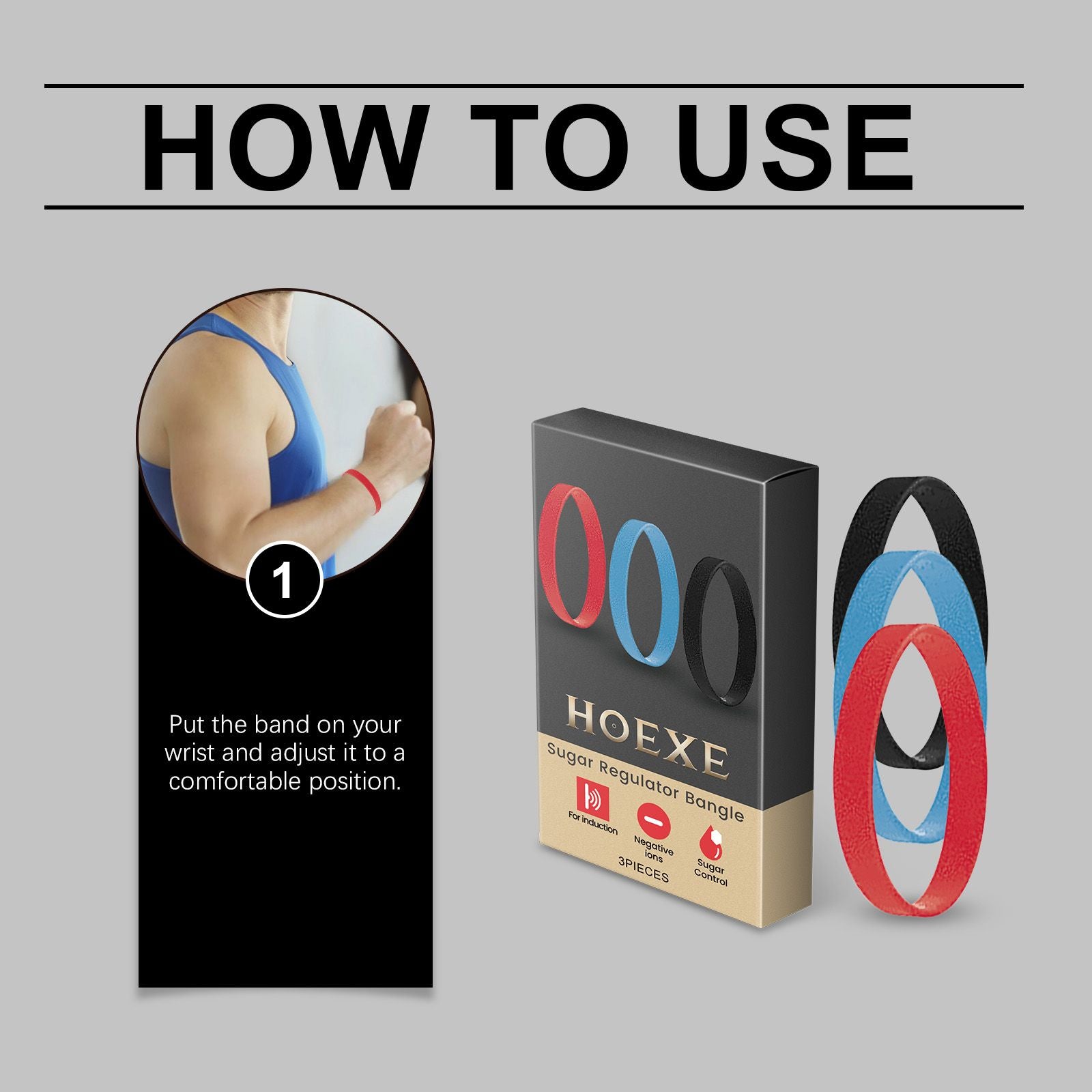 Hoexe Sugar Comfort Care Bracelet Daily Care Portable Negative Ion Soothing Skin Discomfort Body Care